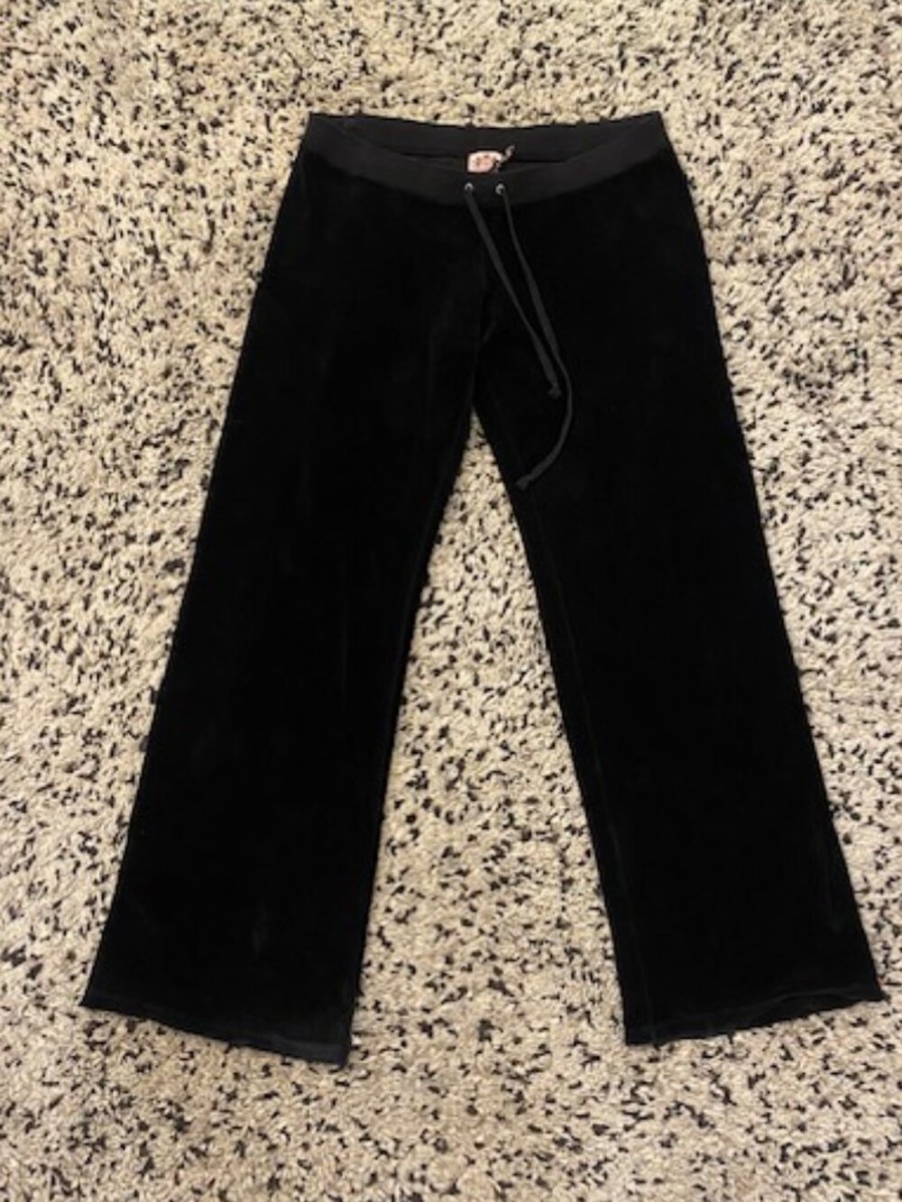 Juicy Couture Velour Y2K Low Rise Wide Leg Sweatpants Black Size Large